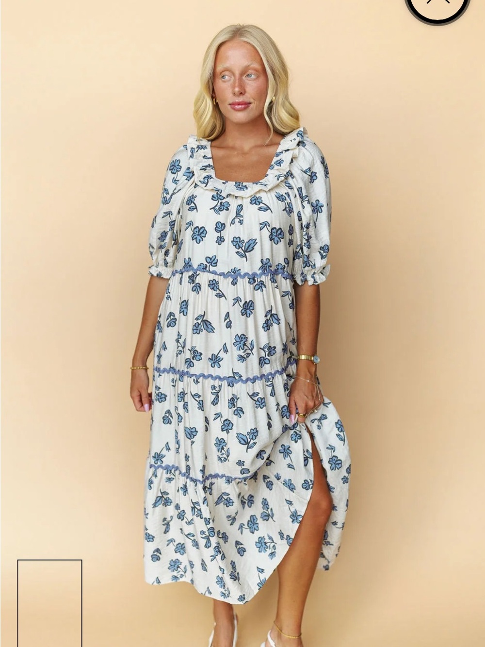 NWT Floral Blue and White Maxi Dress